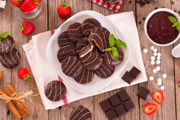 Soft cakes with strawberry.