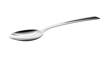 Silver spoon isolated on white background. 3d illustration. - obrazy, fototapety, plakaty