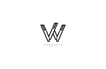 W letter monogram linear abstract logotype