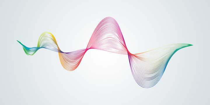Abstract smooth curved lines Design element Technological background with a line in the form of a wave Stylization of a digital equalizer Smooth flowing wavy stripes of a rainbow made by blends Vector