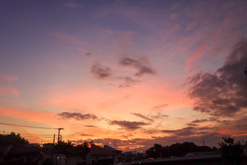 夕方の空を見上げる