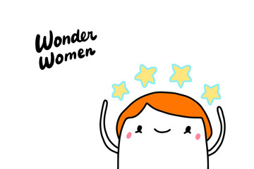 Womer women hand drawn vector illustration in cartoon comic style
