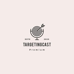 targeting podcast logo hipster retro vintage icon for marketing blog video tutorial channel radio broadcast