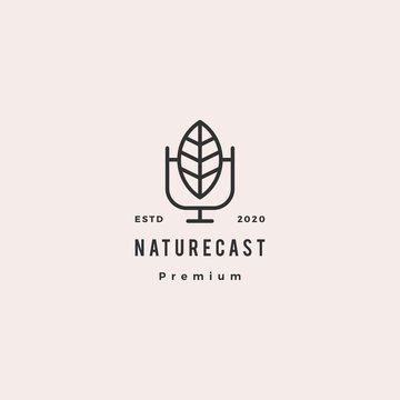 Leaf Podcast Logo Hipster Retro Vintage Icon For Nature Blog Video Vlog Review Channel Radio Broadcast