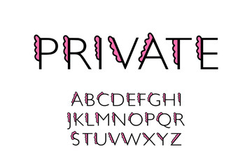 Private hand drawn vector type font in cartoon comic style