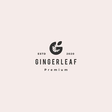 G letter ginger logo hipster retro vintage vector icon in negative space style