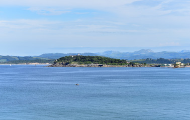 Sardinero Bay and Magdalena Palace at the background, Santander, Cantabria, Spain