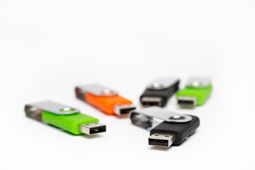 Close Up of Colorful USB Memory Stick Flash Drives