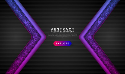 Abstract 3D background with purple and pink gradient on dark space. Modern graphic element for use element banner, poster, brochure, flyer, and landing page.