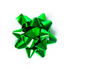 Green gift box ornament, on a white background.