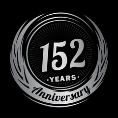 152 years anniversary. Anniversary logo design. One hundred and fifty-two years logo.