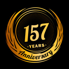 157 years anniversary. Anniversary logo design. One hundred and fifty-seven years logo.