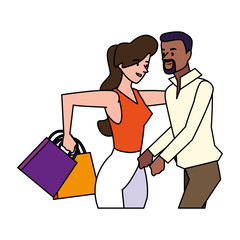 Isolated woman and man shopping vector design