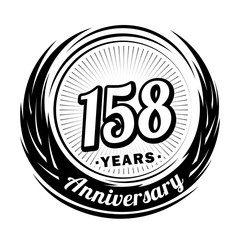 158 years anniversary. Anniversary logo design. One hundred and fifty-eight years logo.