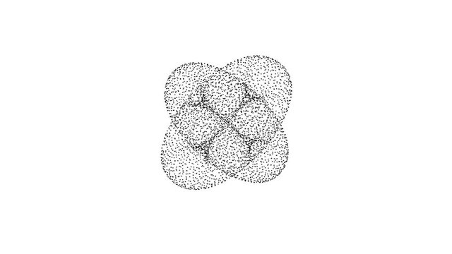 Animation of Two Interlocked Abstract Torus Shapes Donuts Dougnuts