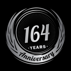 164 years anniversary. Anniversary logo design. One hundred and sixty-four years logo.