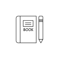 line icons for book,pencil, vector illustrations