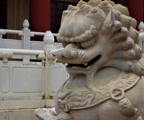 Guardian Lion in front of Buddhist Temple
