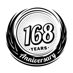 168 years anniversary. Anniversary logo design. One hundred and sixty-eight years logo.