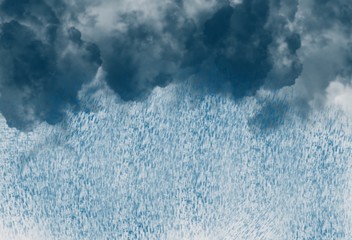 Dark blue clouds and rainy background illustration
