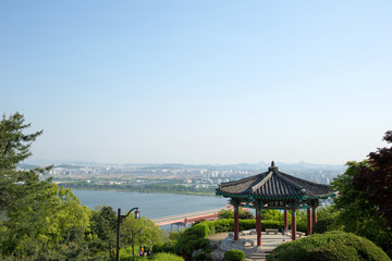 Fototapeta na wymiar Haengjusanseong in Goyang-si, Gyeonggi-do is an acid built with soil.