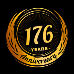 176 years anniversary. Anniversary logo design. One hundred and seventy-six years logo.