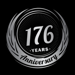176 years anniversary. Anniversary logo design. One hundred and seventy-six years logo.