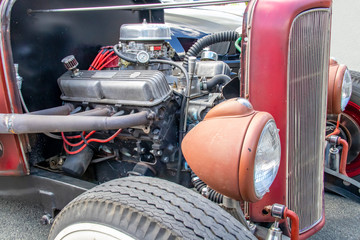 Phare et moteur de voiture américaine de collection