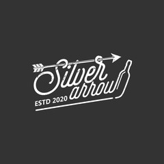 Silver arrow typography logo design bottle drink product