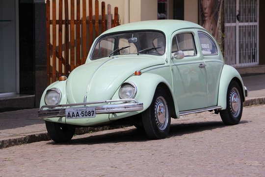 MORRETES, BRAZIL - OCTOBER 8, 2014: Classic Beetle parked in Morretes, Brazil. More than 3.3 million Beetles have been produced in Brazil.