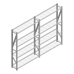 Metal rack isolated on white background isometric view.