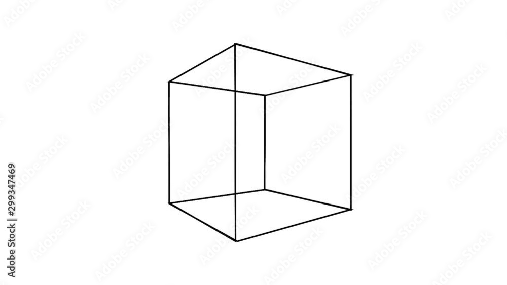 Poster spinning oscillating simple repeating 3d cube cuboid line mask