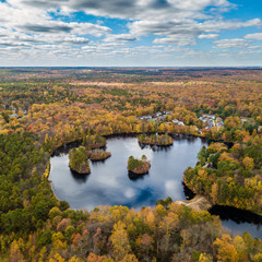 Fototapeta na wymiar Aerial photo of autumn rural landscape
