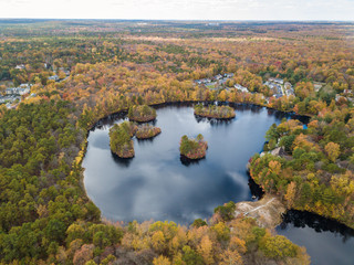 Fototapeta na wymiar Aerial photo of autumn rural landscape