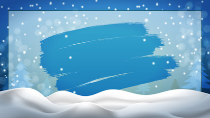 Abstract Christmas landscape with snow hills. Background template for your arts with copy space