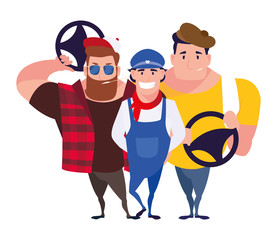 Isolated drivers persons vector design