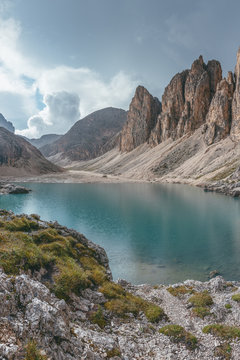 lake antermoia in the dolomites