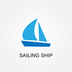 Sailing ship icon. Sailing ship symbol. Flat design. Stock - Vector illustration.