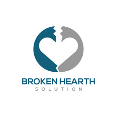 Broken hearth divorce consulting, familiy care consulting business logo simple minimalist design