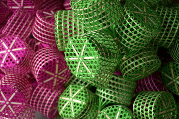 Wickerwork made of bamboo on the market place