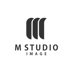 M studio minimalist simple logo design for modern technology