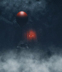 Monster with red balloon hiding in the dark,3d illustration © Joe Therasakdhi