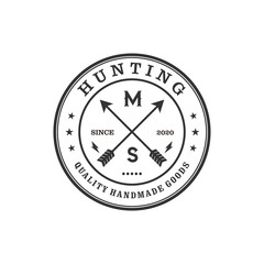 logo for hunting with arrow elements, outdoor logo with vintage emblem style