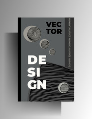 Template cover, poster, brochure poster. Monochrome design with hand drawn textural elements. Vector 10 EPS.