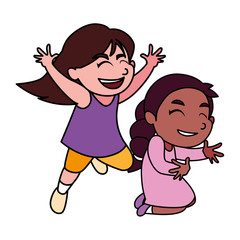 Isolated girls cartoons vector design