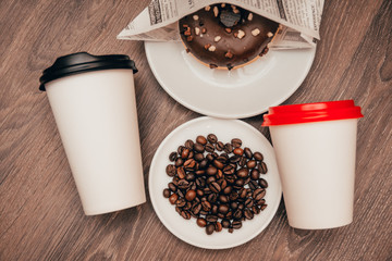 chocolate donuts at the coffee shop