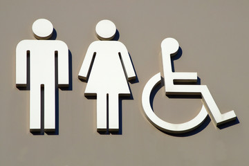 restroom pictogram man women handicap toilet 3D wheelchair icon