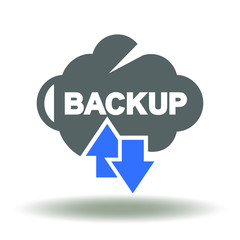 Cloud Backup Arrow Upload Download Data Icon Vector. Information Internet Online Recovery Storage Technology Logo.