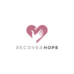 Love logo icon modern simple design minimalist pink color day care hand people