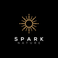 Spark logo for modern technology simple minimalist design shiny  sun light power